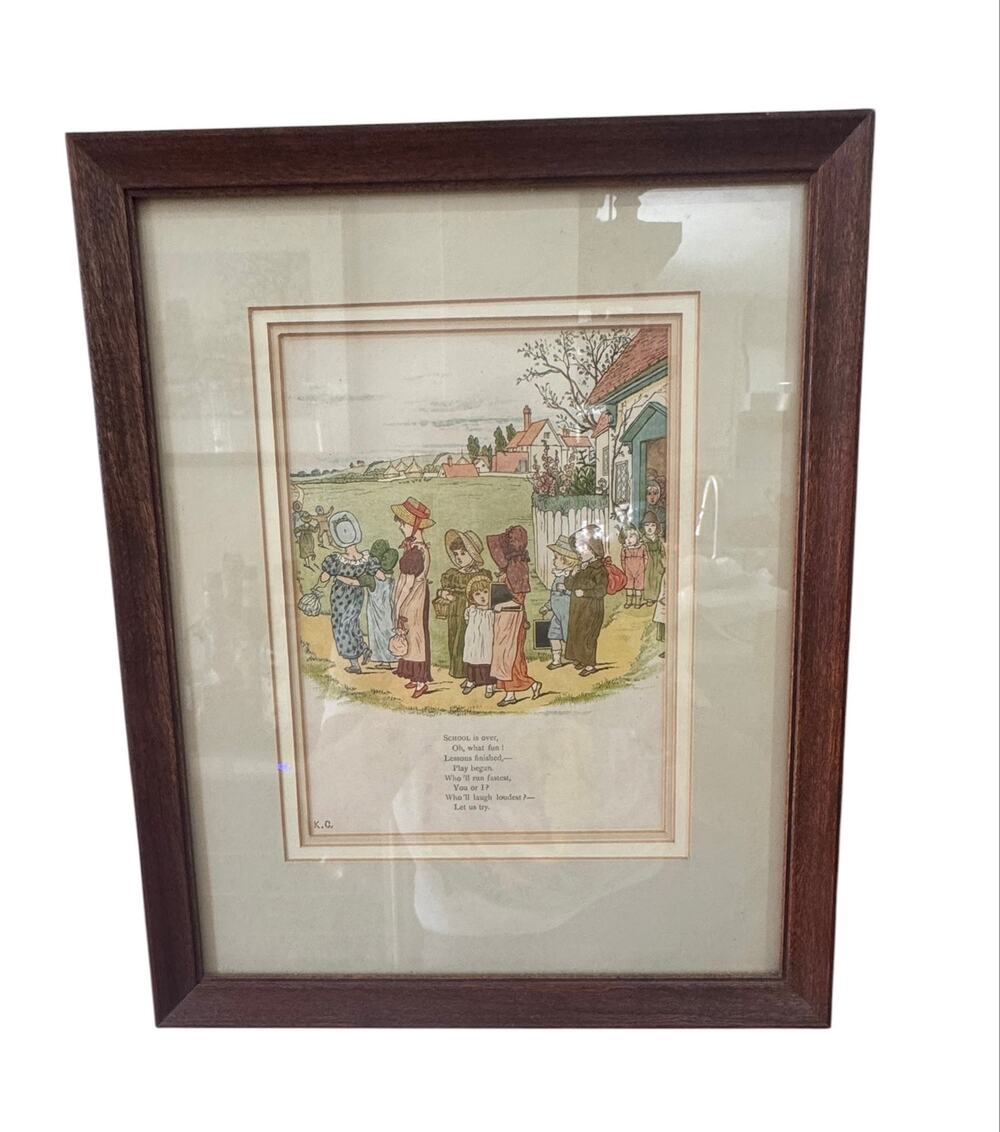 Children Coming Out of School Kate Greenaway Framed Art